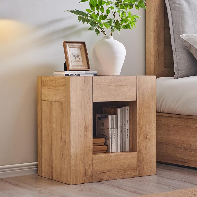 Modern Farmhouse Nightstand with Charging Station