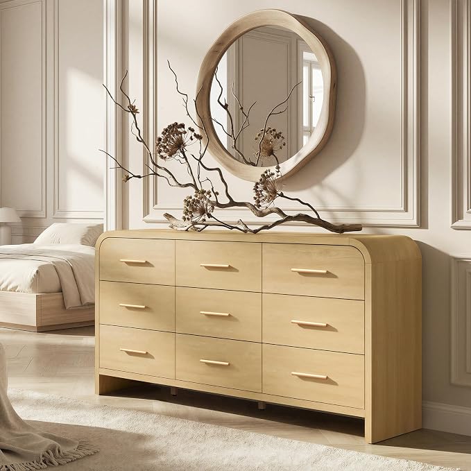 Modern Curved Oak Dresser