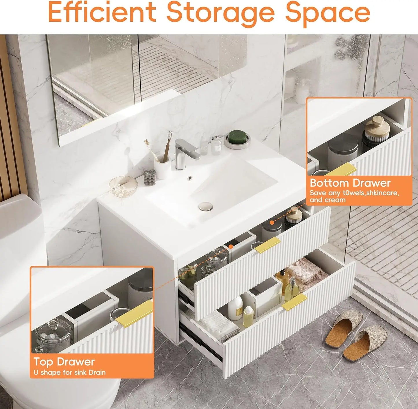 Pakasept 30'' Floating Bathroom Vanity with Sink