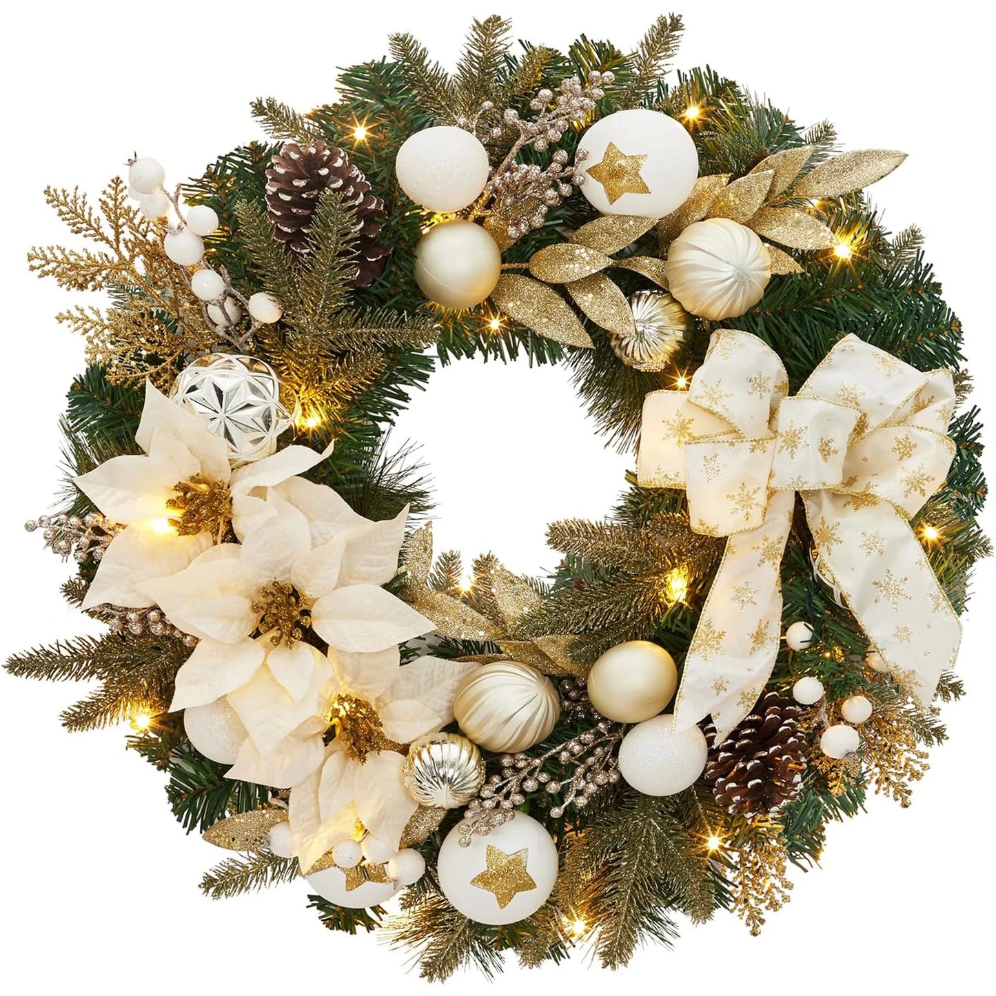 Flower Bowknot, Pine Cone Garland Wreath
