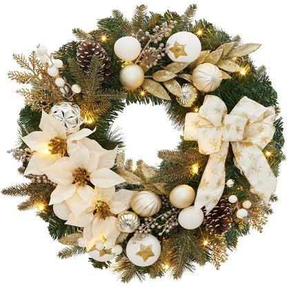 Flower Bowknot, Pine Cone Garland Wreath
