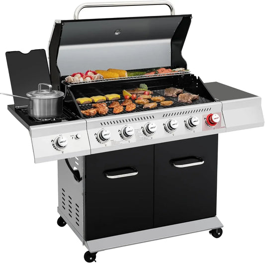 Six Burner Propane Gas Grill with Sear Burner and Side Burner