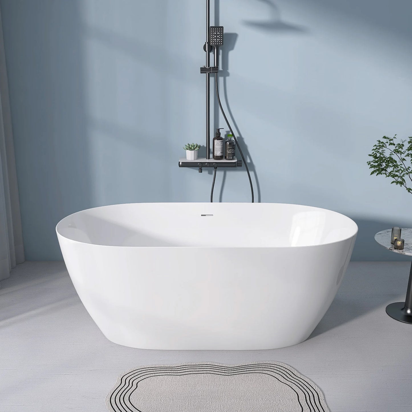 Modern 55" Oval Acrylic Bathtub