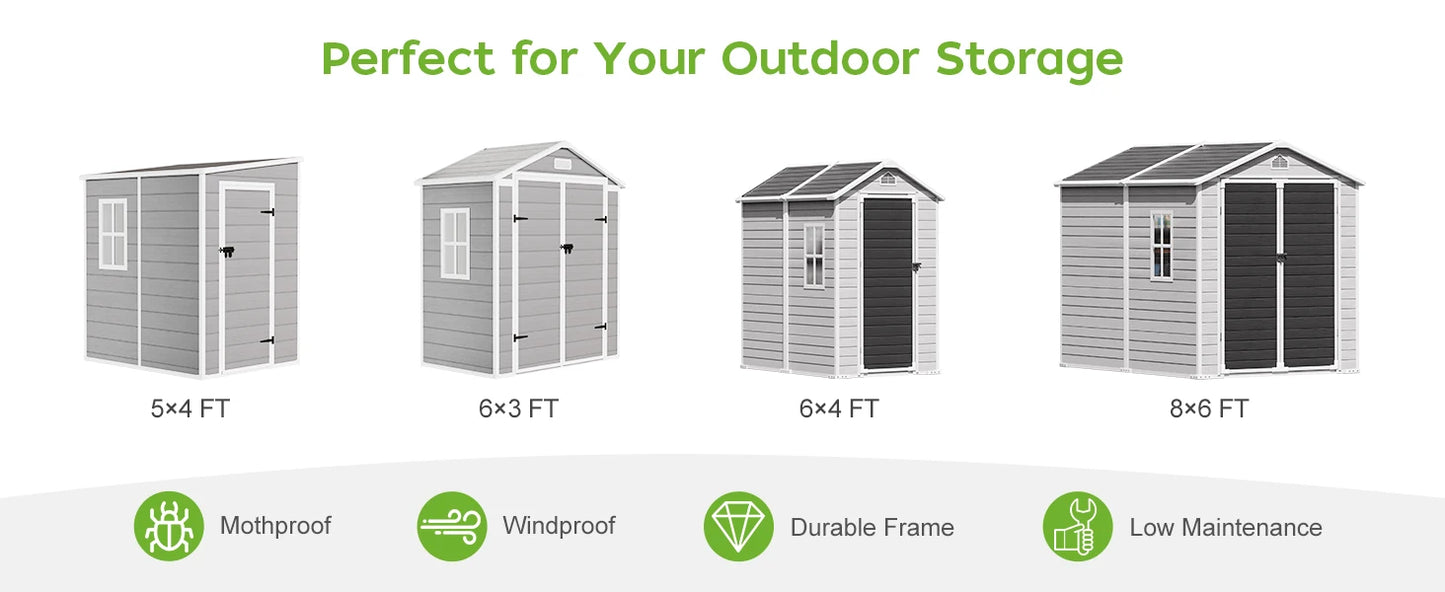 Resin Outdoor Storage Shed with Floors and Window