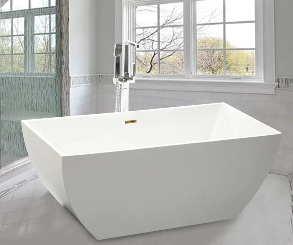 Modern Sleek Rectangular Acrylic Bathtub