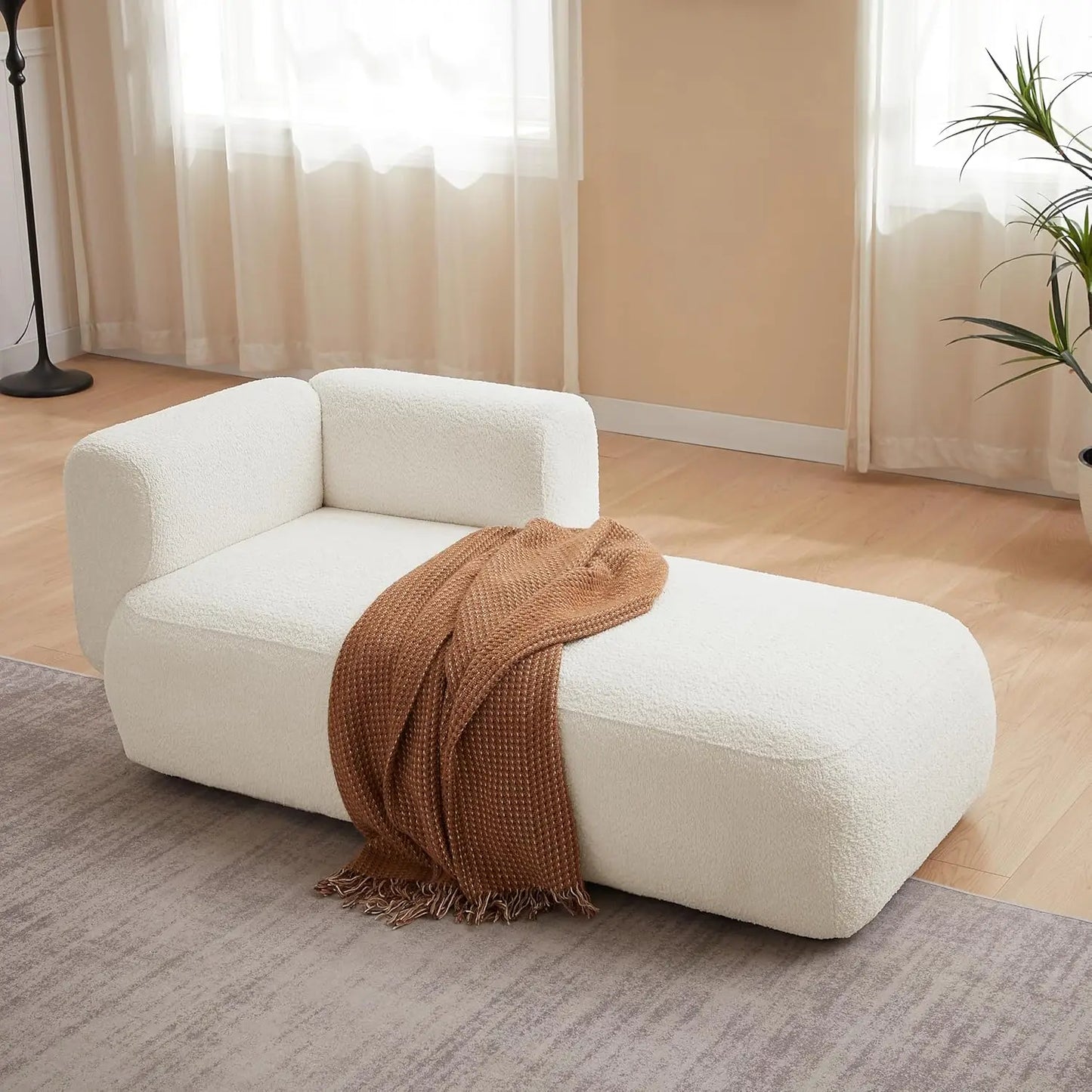 Modern Minimalist Boucle Chaise Lounge Chair