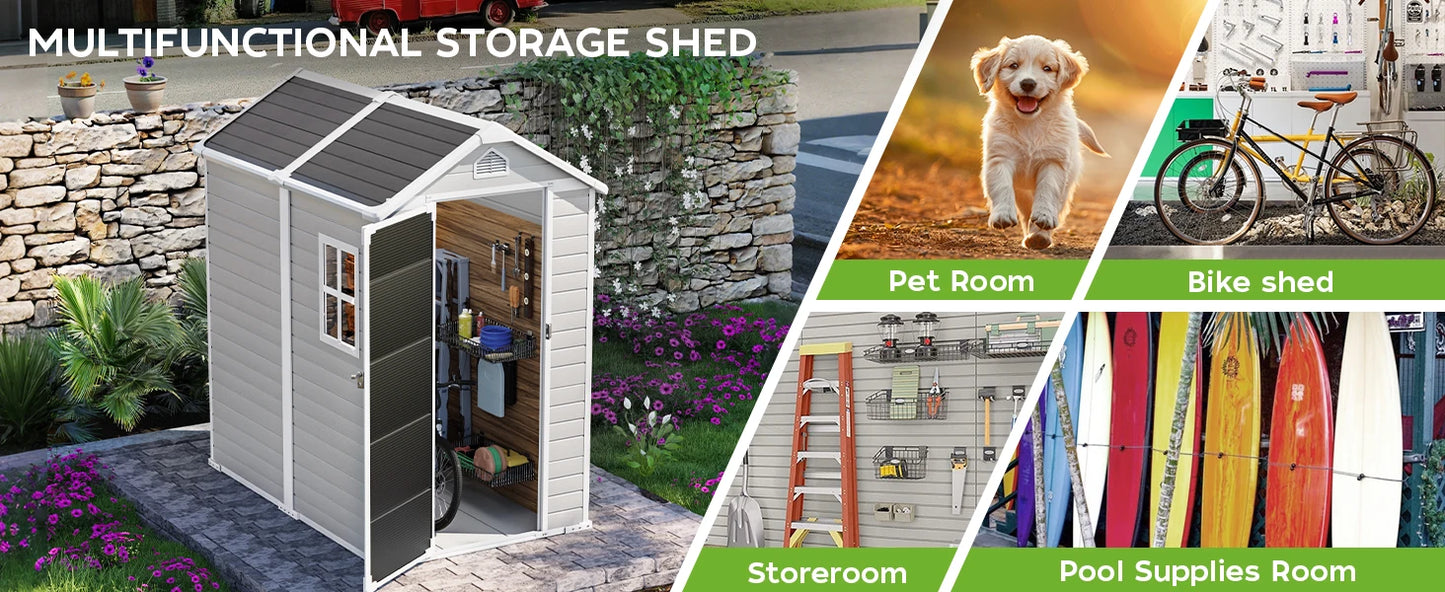 Resin Outdoor Storage Shed with Floors and Window