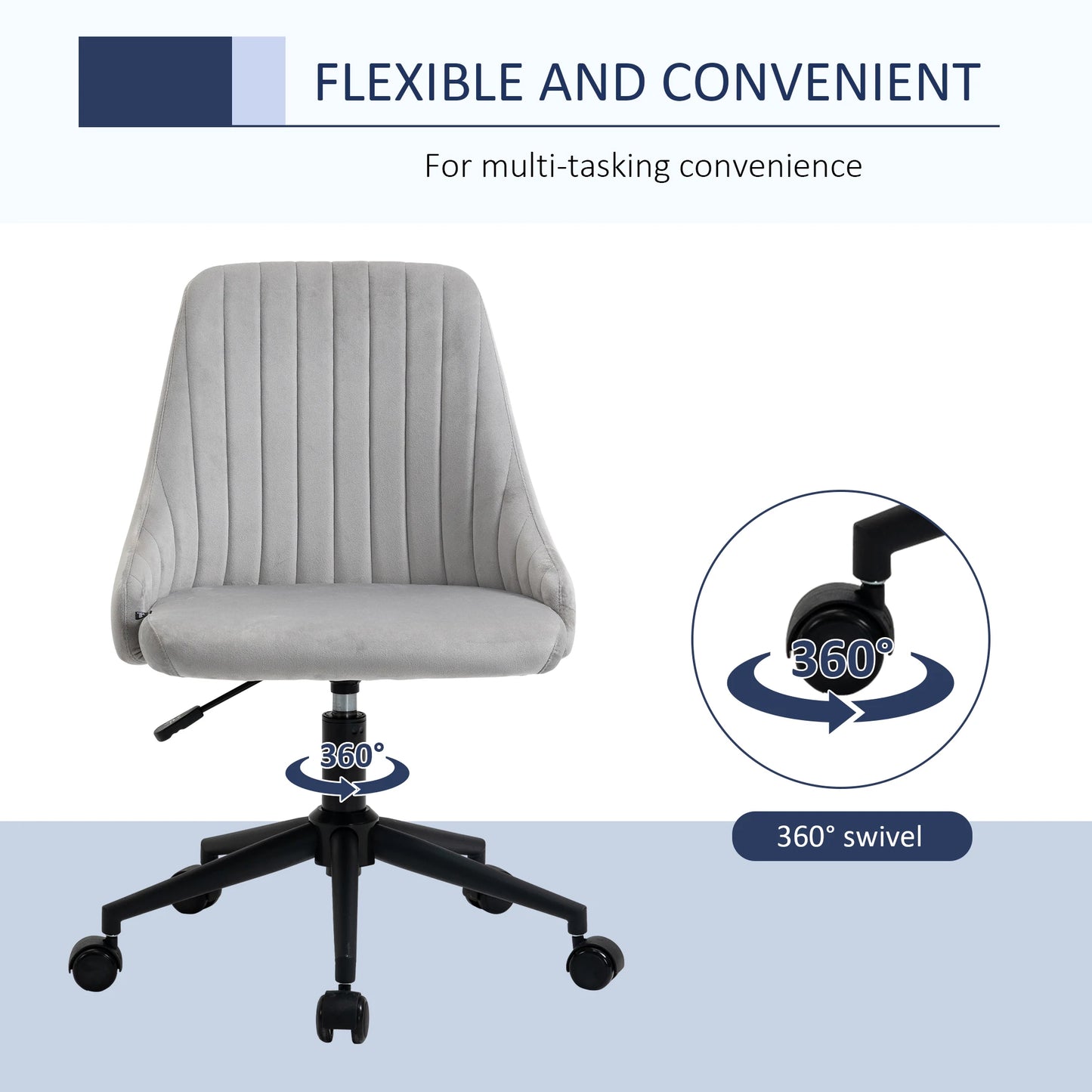 Velvet Upholstery Swivel Office Chair