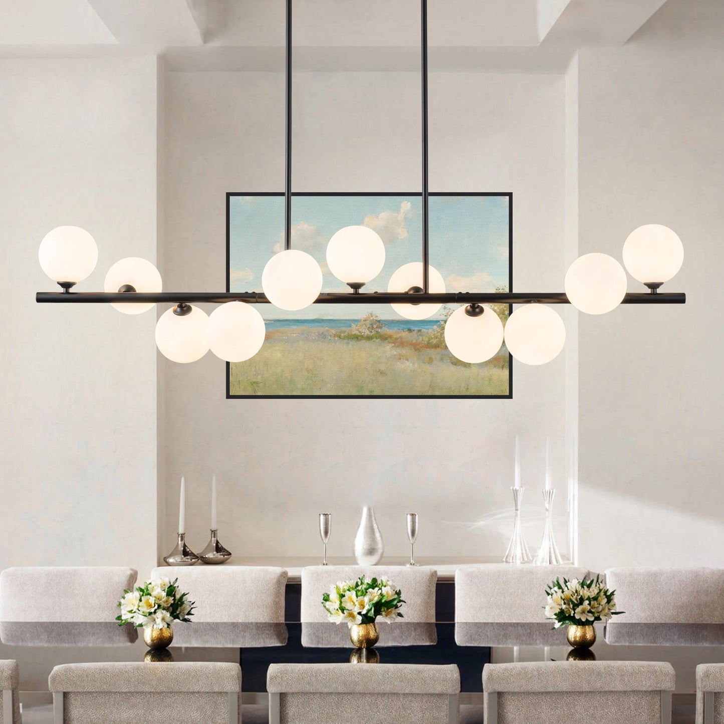 Modern Linear Bubble Chandelier