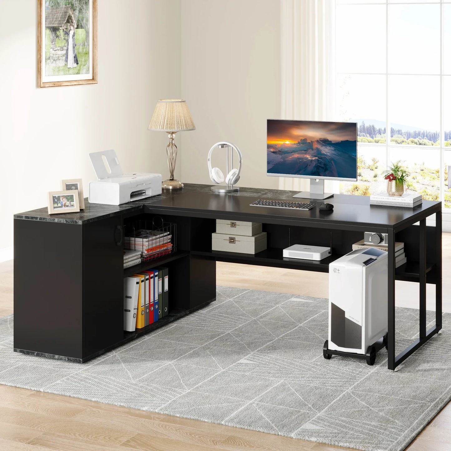 Modern Constructed  L-Shaped Executive Desk