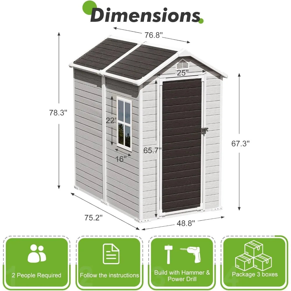 Resin Outdoor Storage Shed with Floors and Window