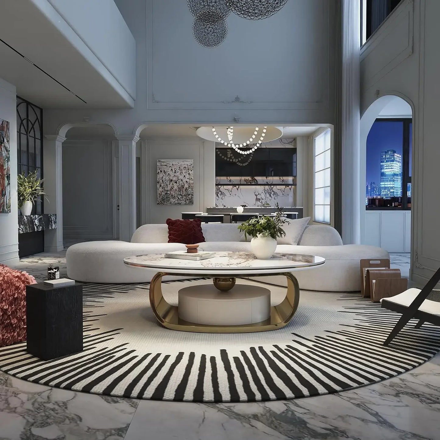 Modern Sintered Stone Marble Coffee Table with Storage Drawer