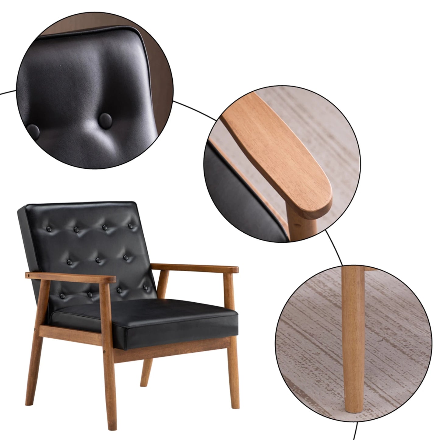 Modern Retro Wooden Leather Chair