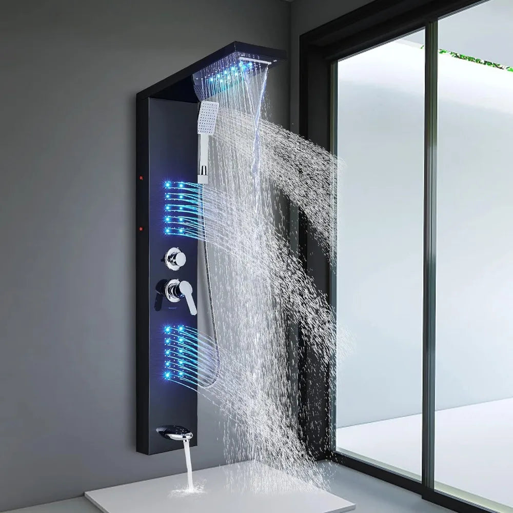 Modern Stainless Steel LED Shower Panel Full System Set