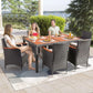 Acacia Wood Table Set with Cushions Wicker Chairs