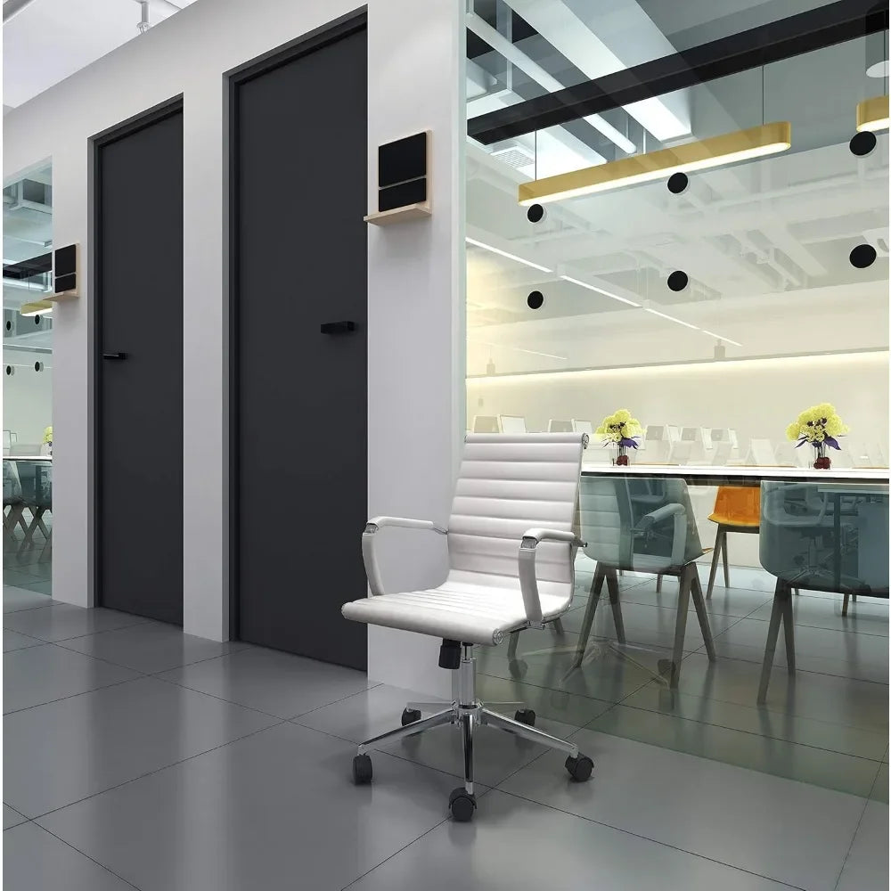 Modern Mid Back Ribbed Swivel Chair