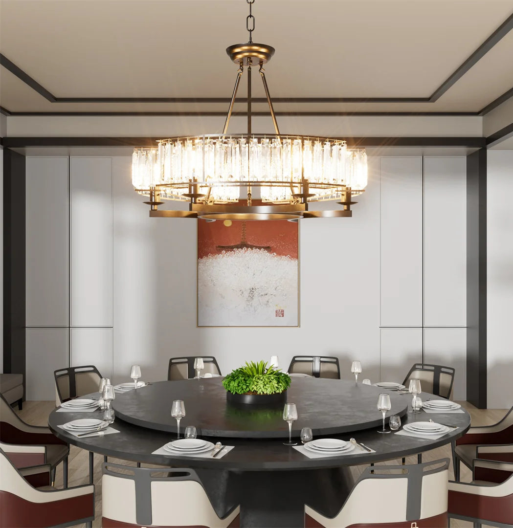 Vintage  Round Crystal Chandelier