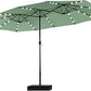 Rectangular Cantilever Patio Umbrella with LED Solar Lights