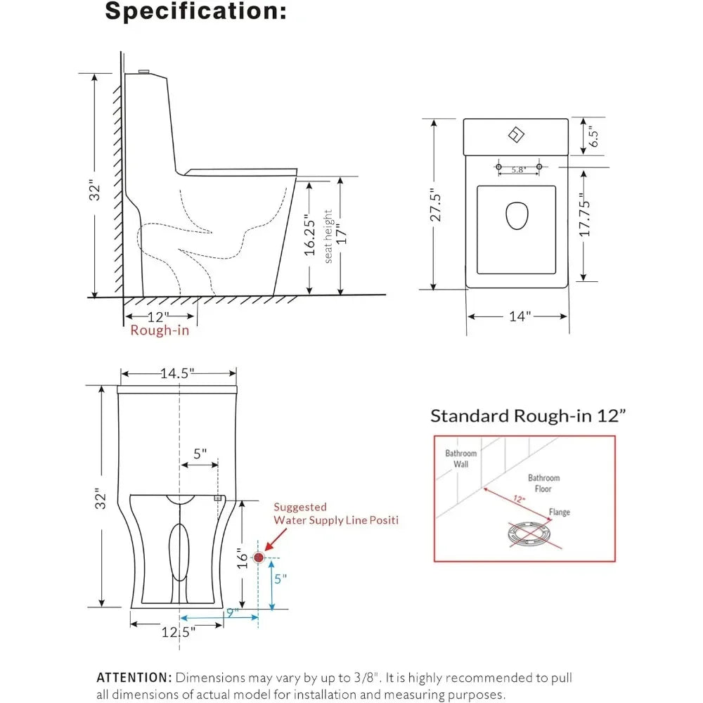 Modern Square Diamond Design Compact One Piece Toilet