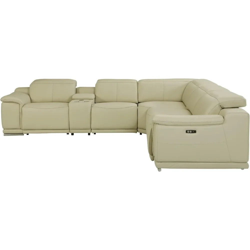 Modern Morocco Italian Leather Sectional Sofa with 3-Power Recliners
