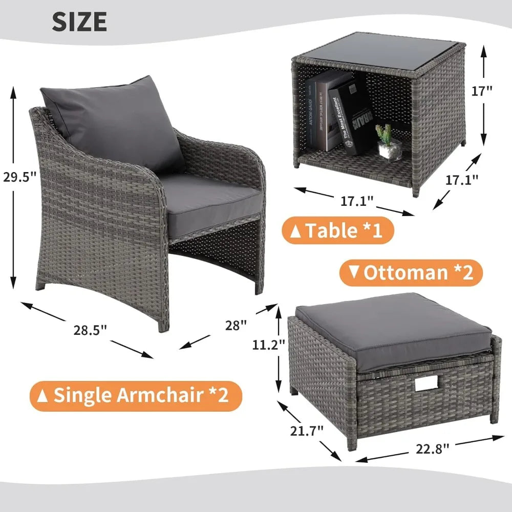 Wicker Rattan Patio Furniture Set