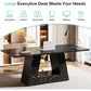 Modern Wooden Faux Marble Executive Desk