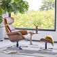 Reclining Leather Swivel Chair with Ottoman