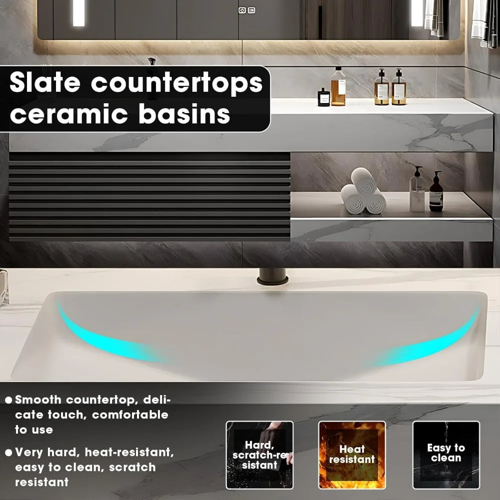 Modern Chic Vanity with Sink and LED/ Smart Technology Mirror Full Set