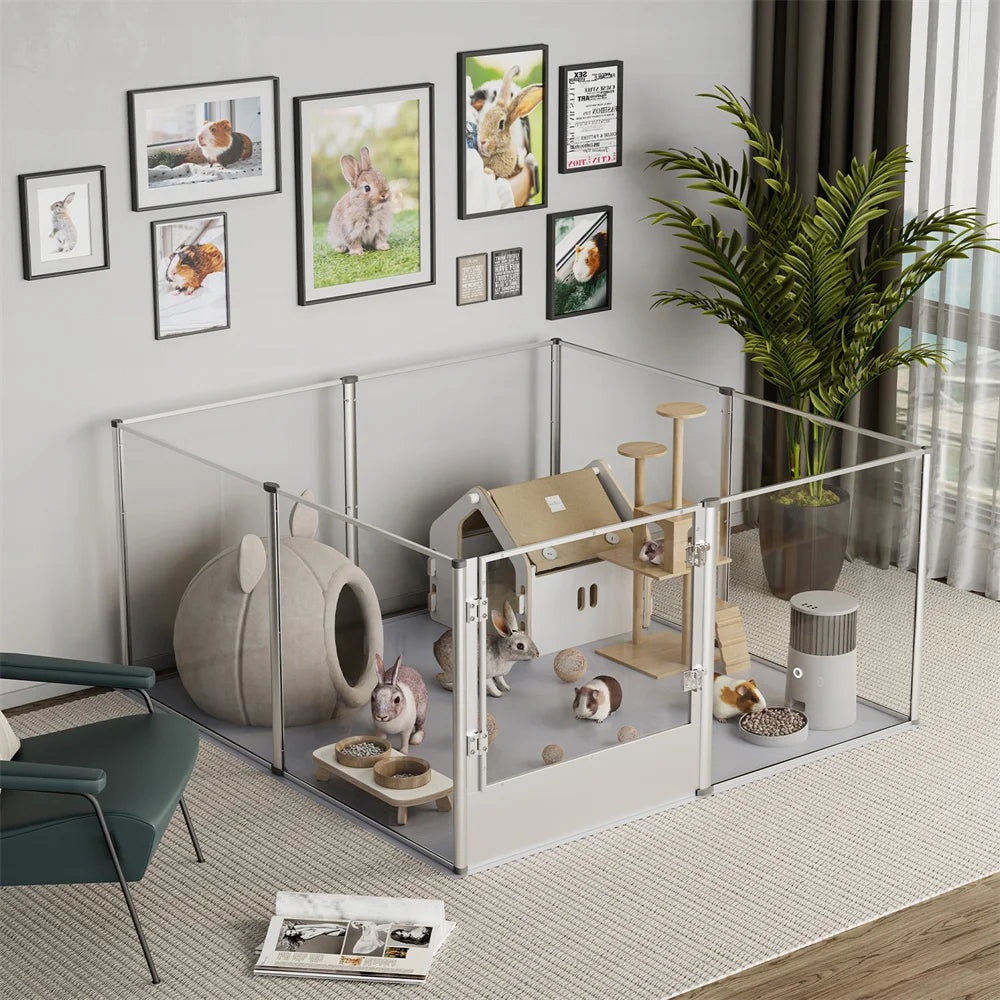 Transparent Acrylic Dog Playpen with Waterproof Pad