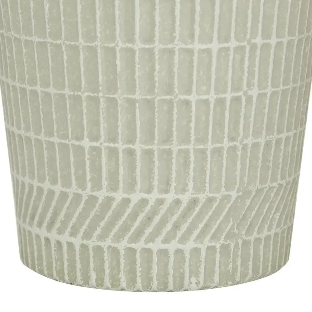 13" Textured White Metal Vase