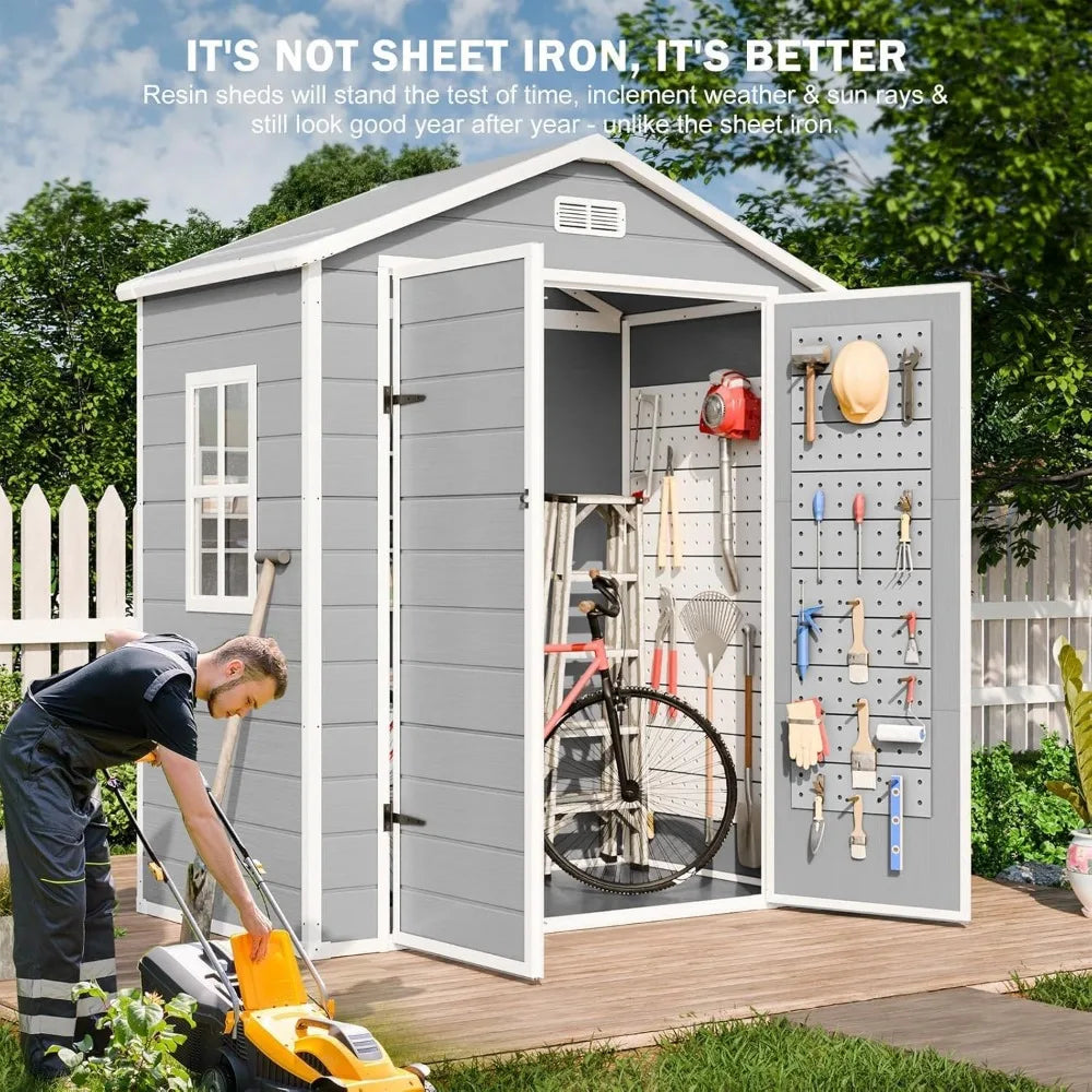 Resin Storage Shed with Floor, Window, and Double Lockable Doors