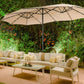 Rectangular Cantilever Patio Umbrella with LED Solar Lights