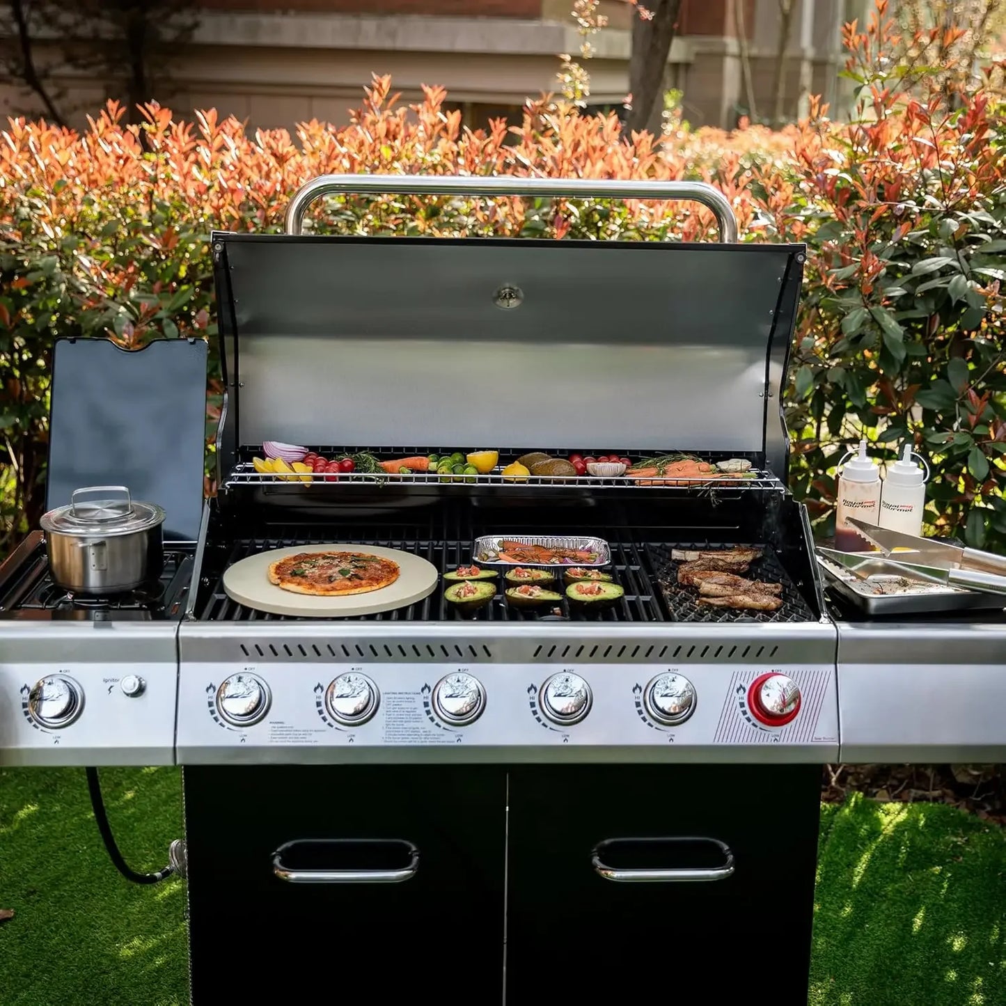 Six Burner Propane Gas Grill with Sear Burner and Side Burner