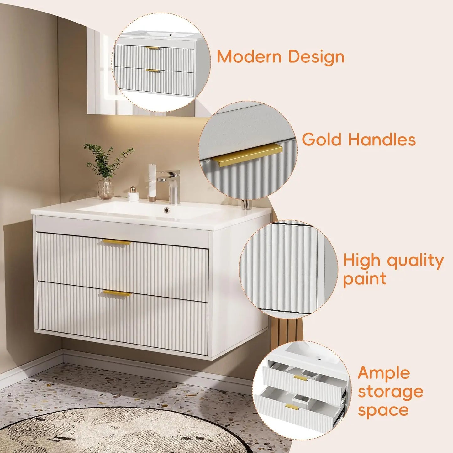 Pakasept 30'' Floating Bathroom Vanity with Sink