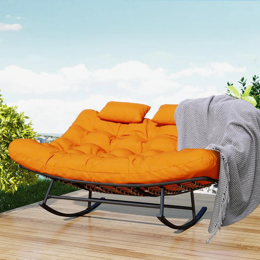 Oversized Loveseat Rocking Papasan Chair with Cushions