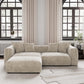 Modern Corduroy Fabric Sectional Couch with Pillow