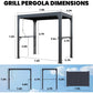 Grill Waterproof Pergola with Adjustable Louvered Roof