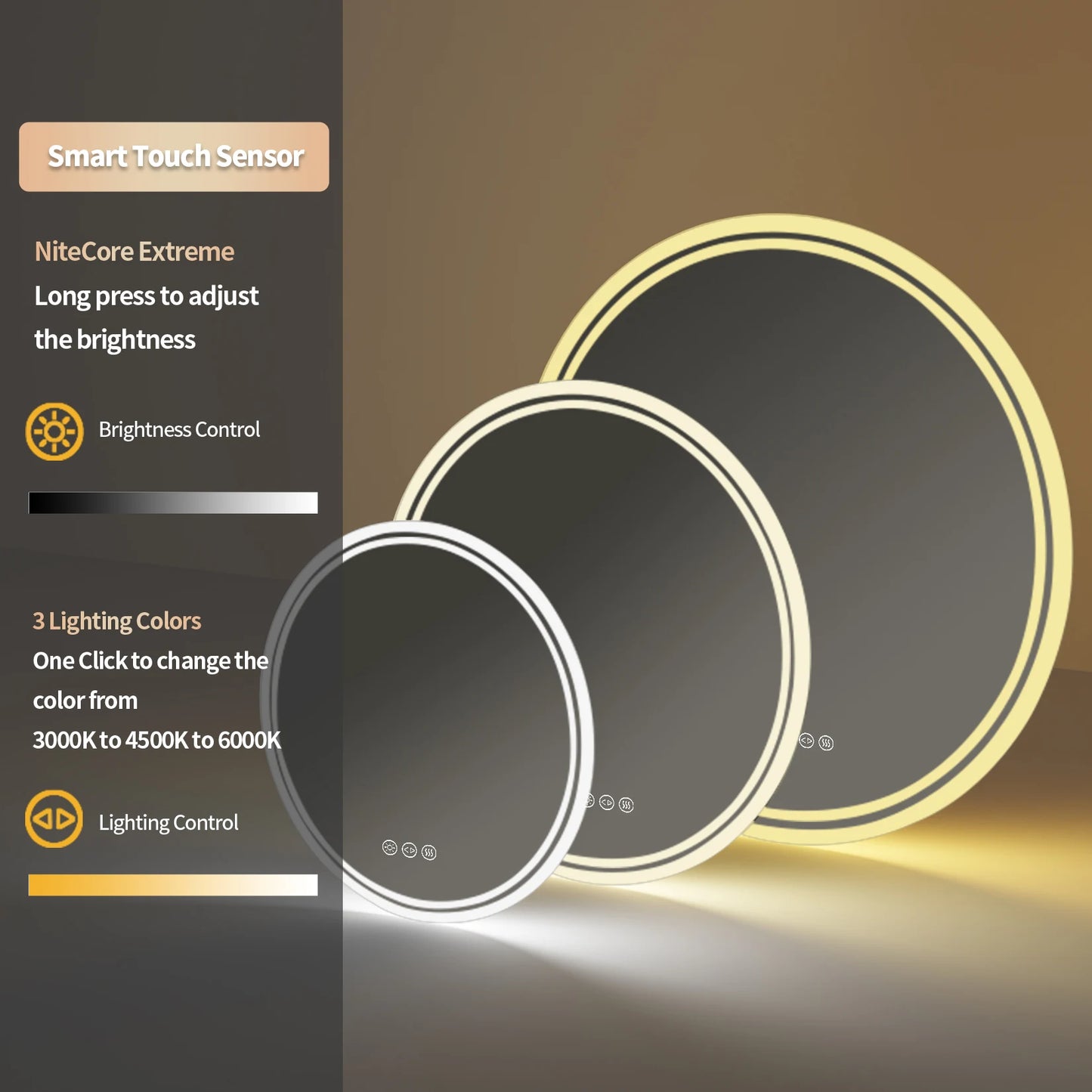 Smart LED Technology Round Mirror