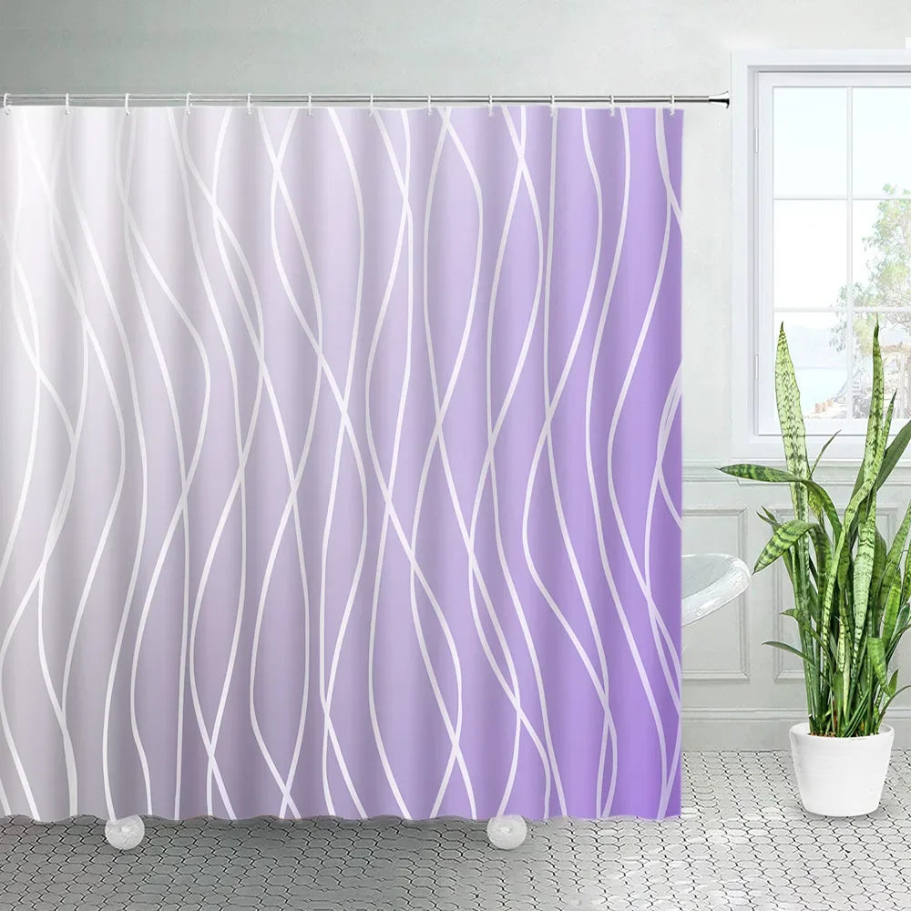 Creative Ombre Shower Curtain with Hooks