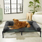 Elevated Dog Bed with Cooling Breathable Mat and Soft Plush Mat
