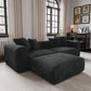 Modern Corduroy Fabric Sectional Couch with Pillow