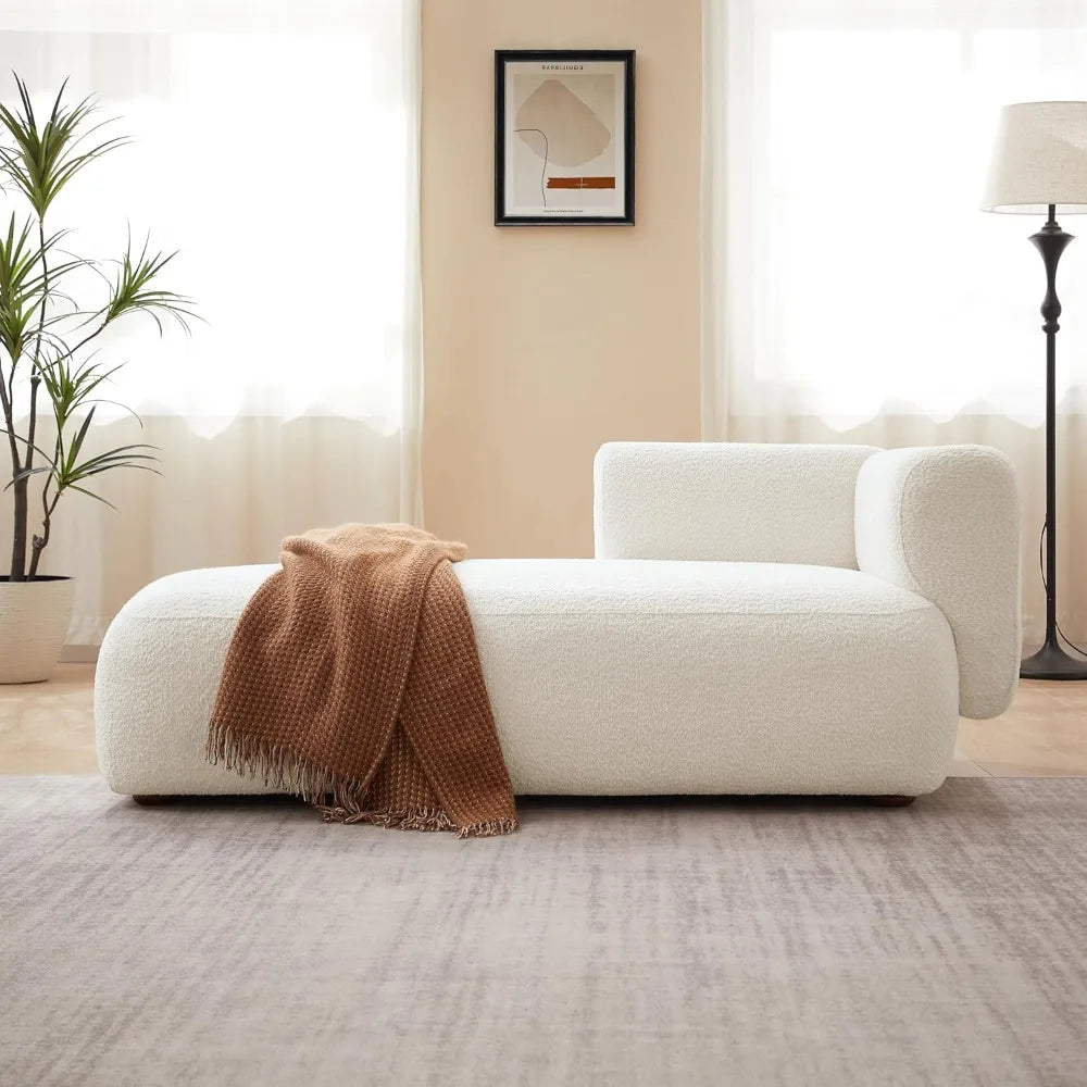 Modern Minimalist Boucle Chaise Lounge Chair