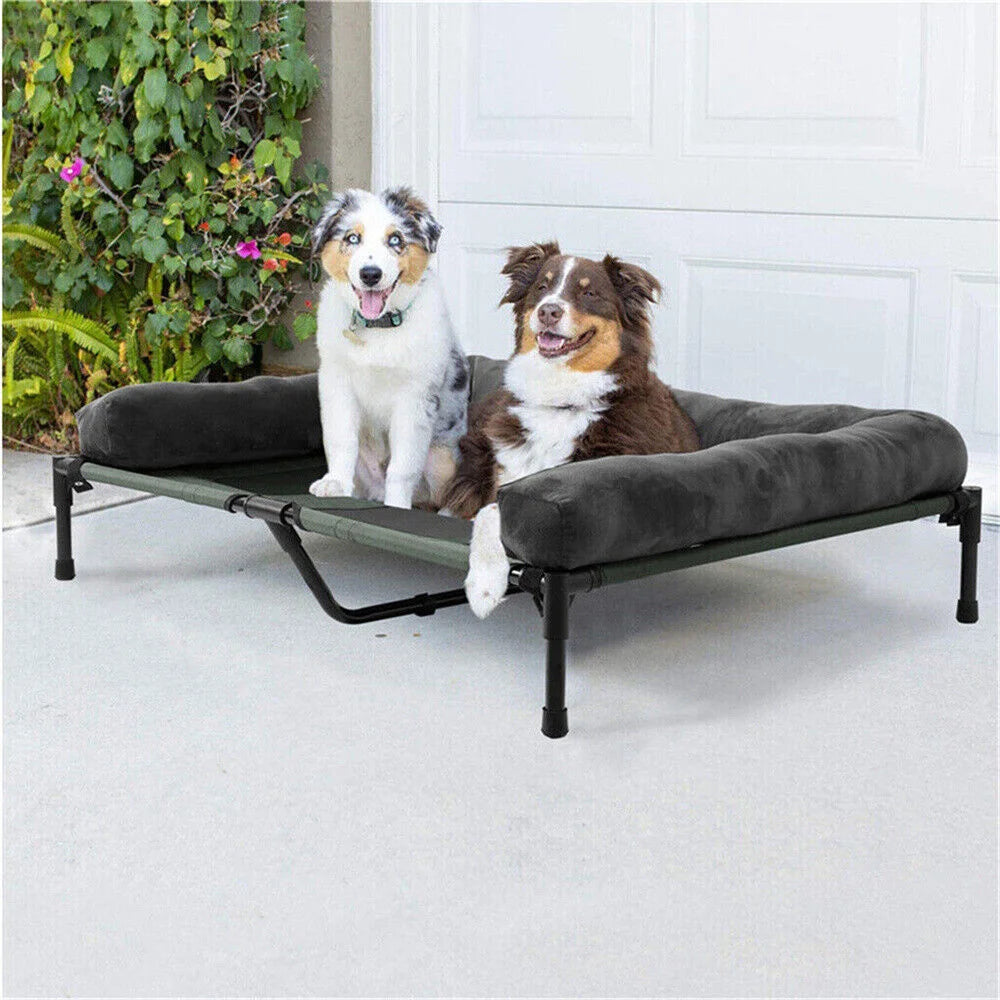 Elevated Dog Bed with Cooling Breathable Mat and Soft Plush Mat