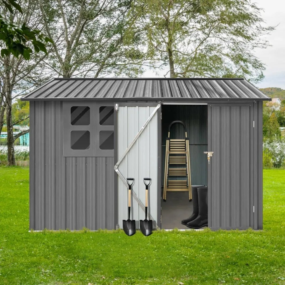 Metal Garden Sheds with Window and  Lockable Doors