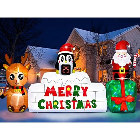 10Ft Christmas Inflatables with LED Christmas Countdown Clock