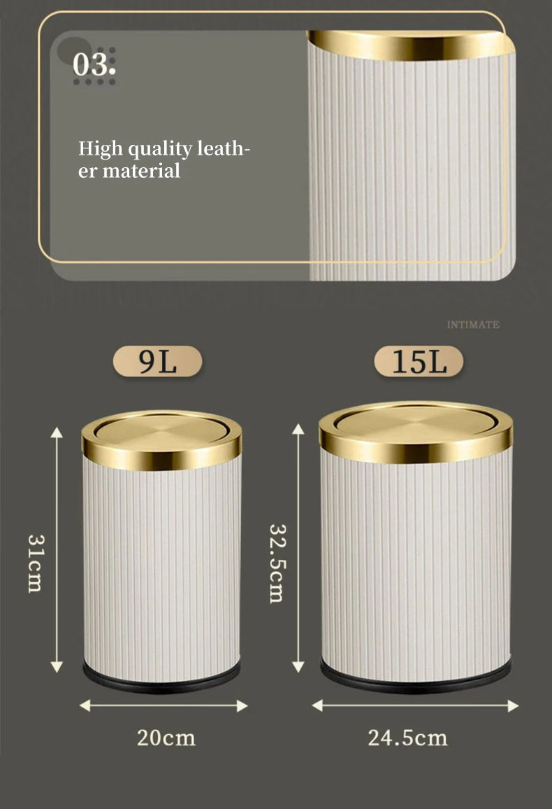 Leather / Marble Waste Bin with Lid