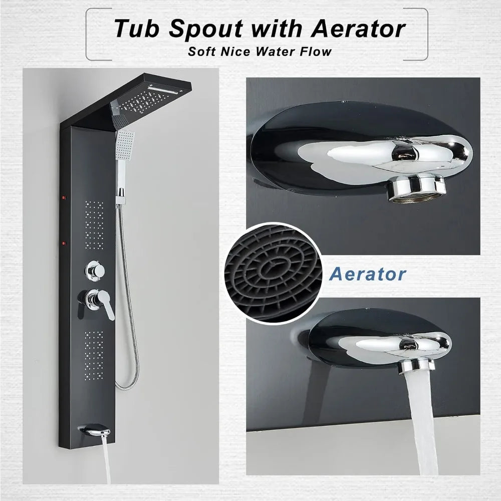 Modern Stainless Steel LED Shower Panel Full System Set