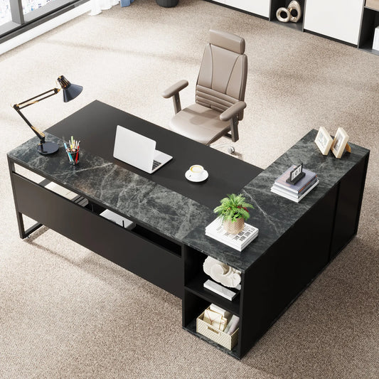 Modern Constructed  L-Shaped Executive Desk