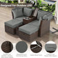Loveseat Daybed Chaise Lounger with Foldable Awning and Cushions