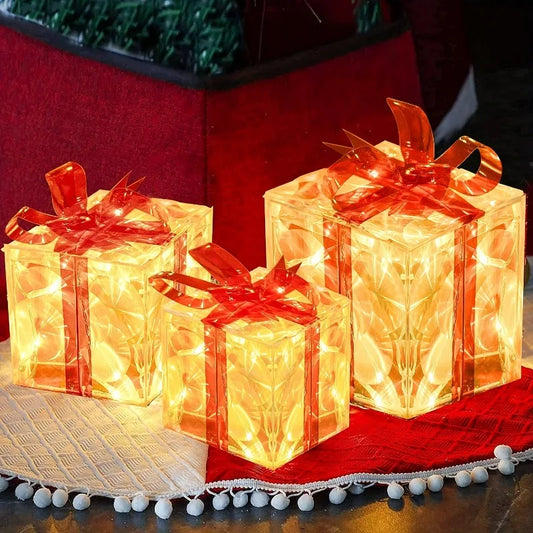 Set of 3 LED Lighted Christmas Gift Boxes